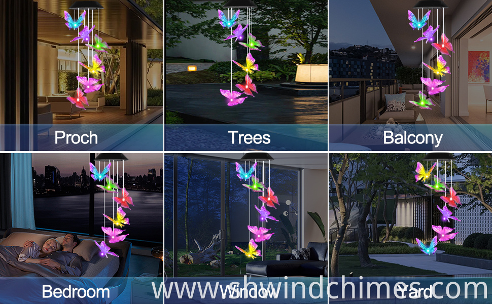 solar wind chimes butterfly